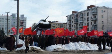 В центрі Житомира комуністи провели мітинг присвячений Дню Радянської Армії